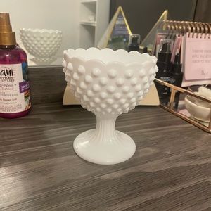 Hobnail milk glass cup